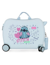 Stitch Hearts - ABS hard-shell suitcase 4 wheels (2 spinner) light blue 50cm