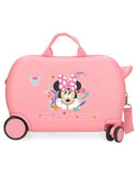 Minnie Happy To Be Me - ABS hard-shell suitcase, 4 wheels (2 spinner), 45 cm, pink