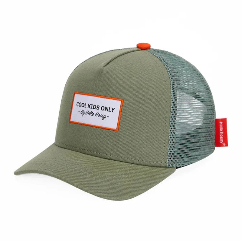 boné trucker hello hossy mini olive +6 anos