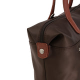 Medium Handbag with Crossbody Strap in Nylon Pop | Hexagona | Brown