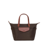 Medium Handbag with Crossbody Strap in Nylon Pop | Hexagona | Brown