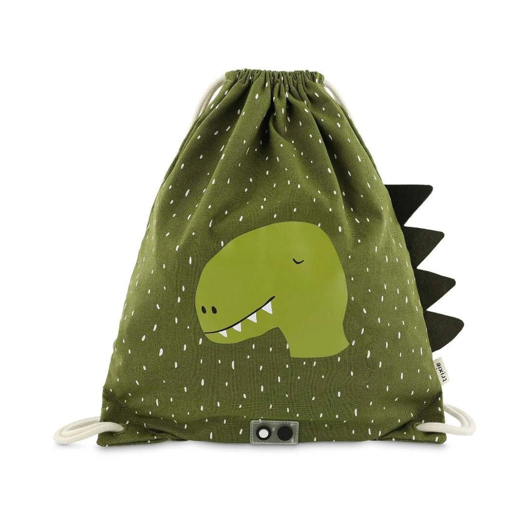 mochila-apertar-com-cordao-dinossauro-Trixie-frente-verde-oliva