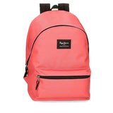 mochila escolar Pepe Jeans Aris Colorful em rosa coral com 2 compartimentos, transporta portátil 15.6"