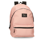 mochila escolar Pepe Jeans Aris Colorful em rosa nude com 2 compartimentos, transporta portátil 15.6"
