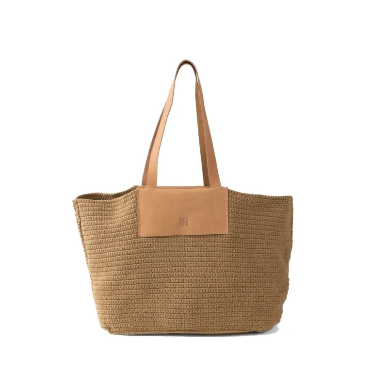 saco de ombro pequeno em crochet camel caledonia da Biba