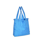 saco shopper dobrável impermeável ás riscas azuis da Bisetti