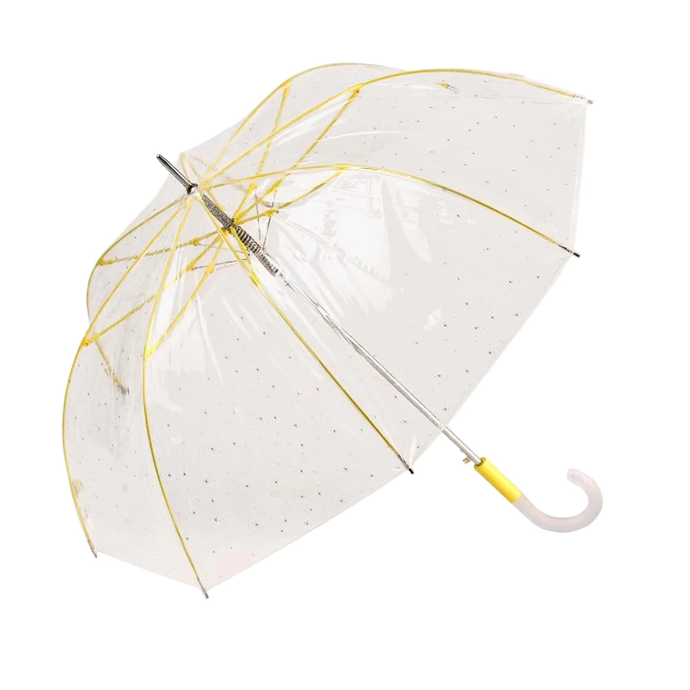 Yellow Star Print Transparent Long Umbrella | Bisetti
