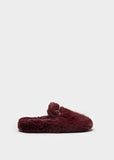 Cintia Fur Slipper with Buckle | Macarena | Burgundy