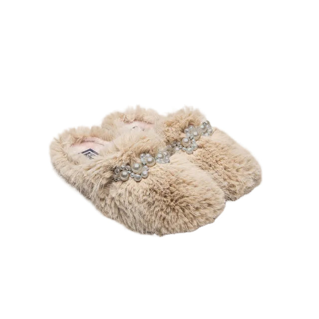 Cardiff Faux Fur Slippers | Macarena | Beige