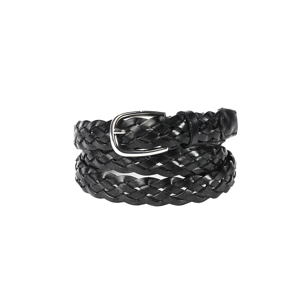 Braided black leather belt – Carpel