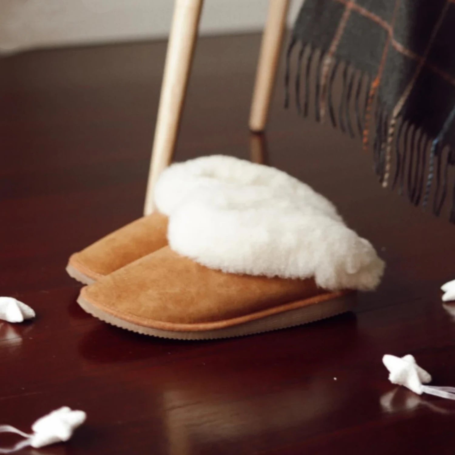 Lambskin Leather Slippers with Collar - Carpel