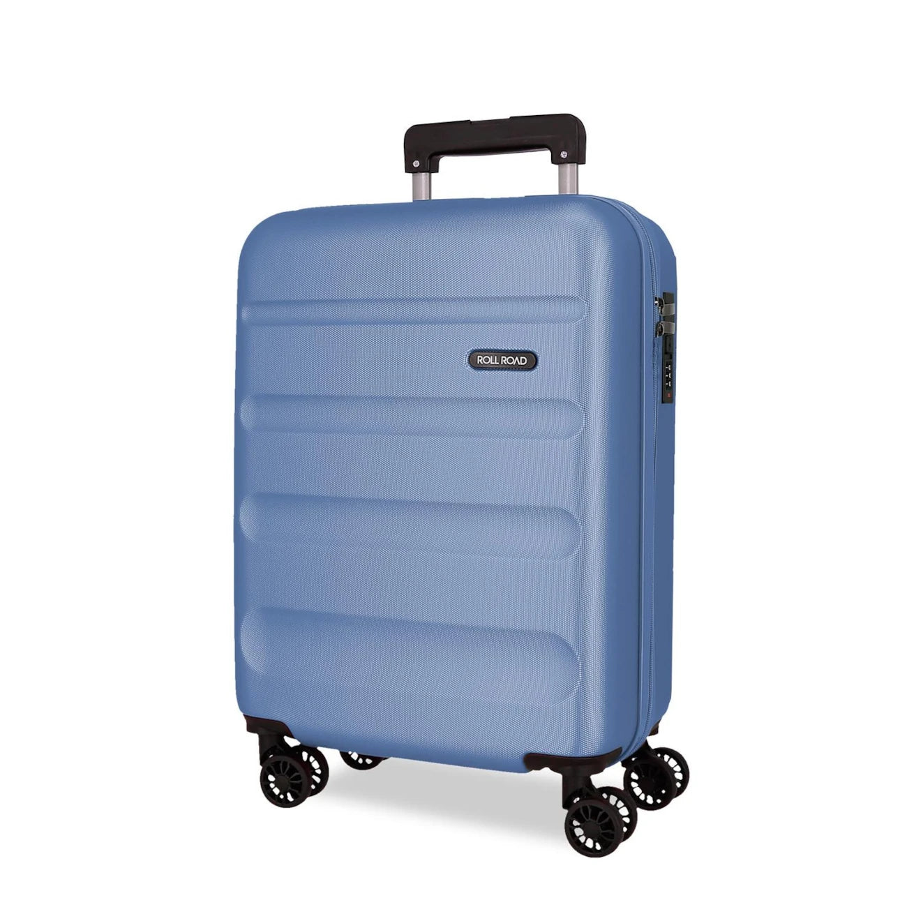 mala de cabine 55x40x20cm em azul denim com 4 rodas e cadeado de código
