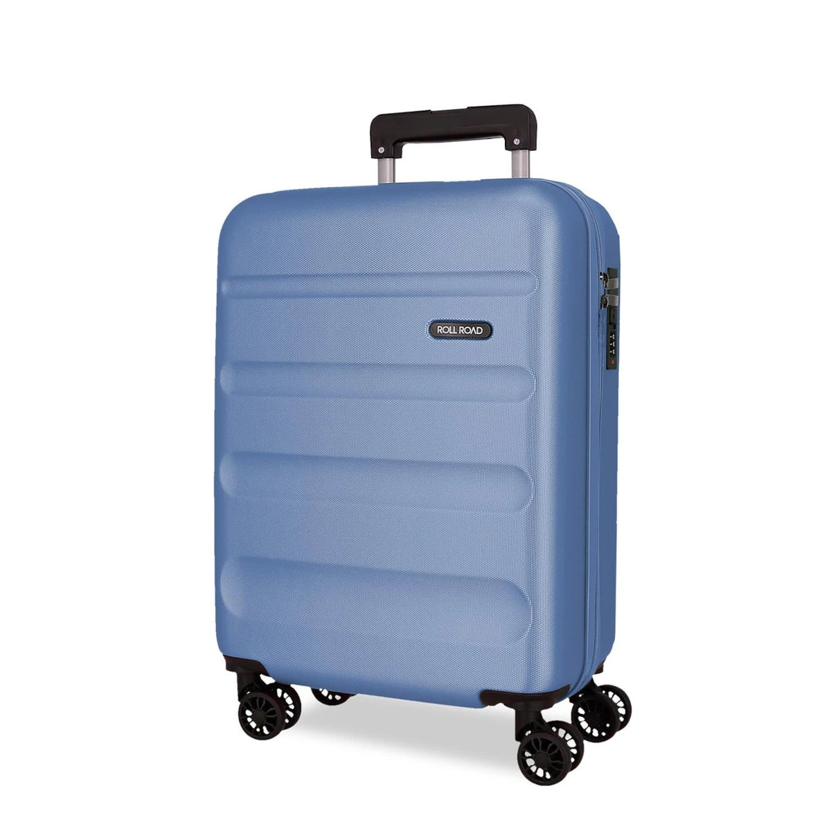 mala de cabine 55x40x20cm em azul denim com 4 rodas e cadeado de código