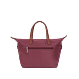 Medium Handbag with Crossbody Strap in Nylon Pop | Hexagona | Aubergine