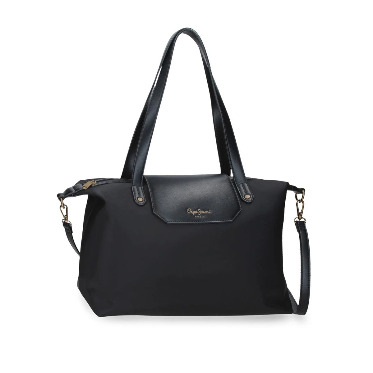 Mala Tote Pepe Jeans Leire Em Preto Tamanho Médio