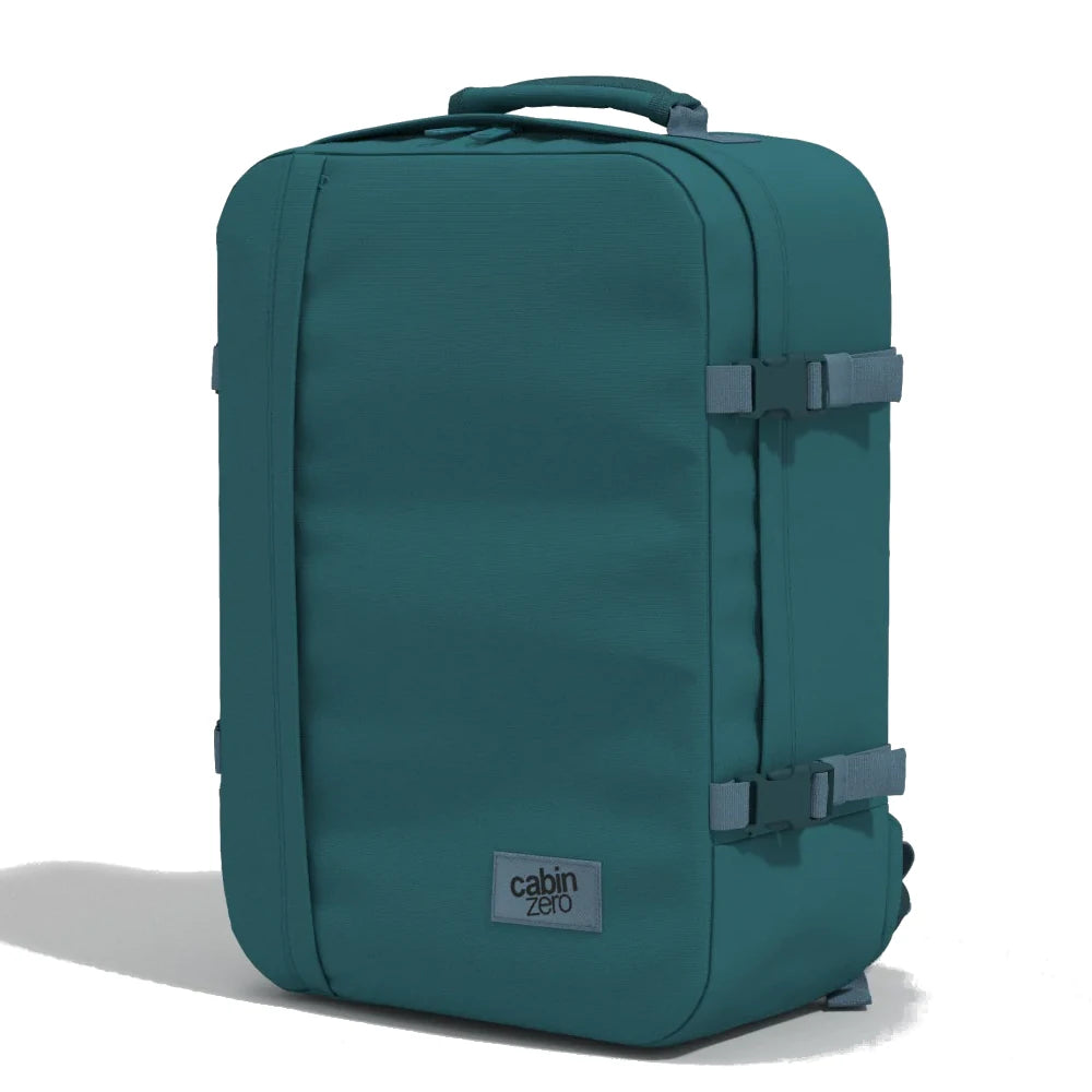 mochila-classic-44L-aruba-blue-CabinZero-lado-azul-petroleo