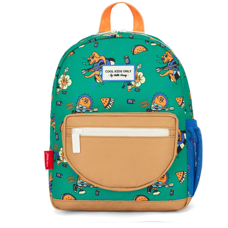 mochila escolar com fecho chill vibes hello hossy verde