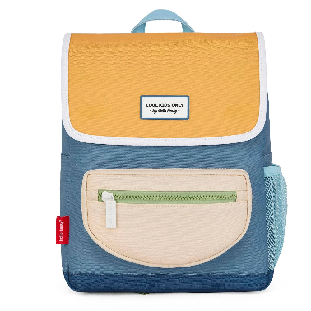 Hello Hossy mochila escolar mini sam com pala em azul petroleo