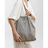 Saco de Ombro Tote às Riscas Mansfield | Biba | Taupe