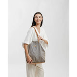 Saco de Ombro Tote às Riscas Mansfield | Biba | Taupe