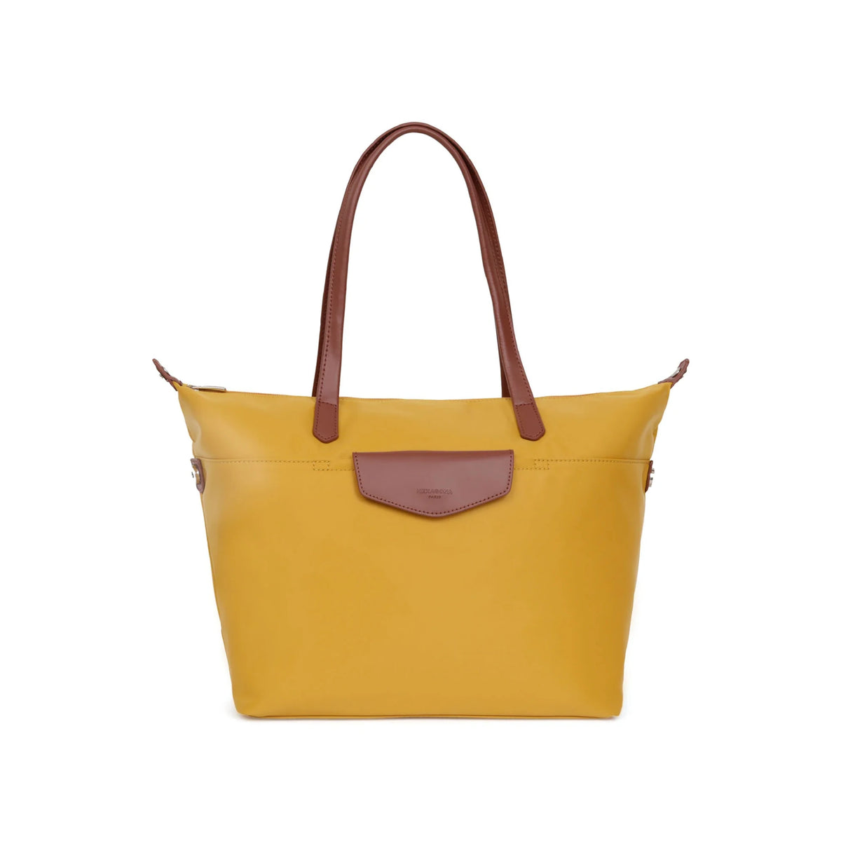 Mala de Ombro A4 em Nylon e Pele da Hexagona em Amarelo