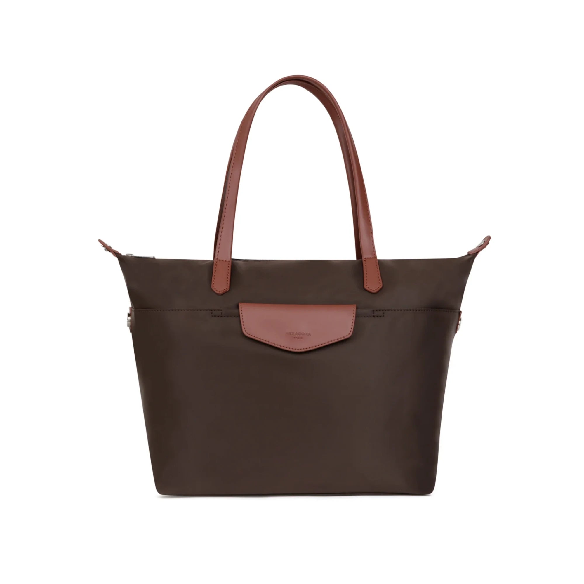 Saco de Ombro Pop A4 em Nylon Castanho da Hexagona