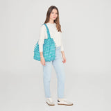Joy Foldable Tote Bag with String | Bisetti | Green Stripes