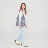 Joy Foldable Tote Bag with String | Bisetti | Lavender Stripes